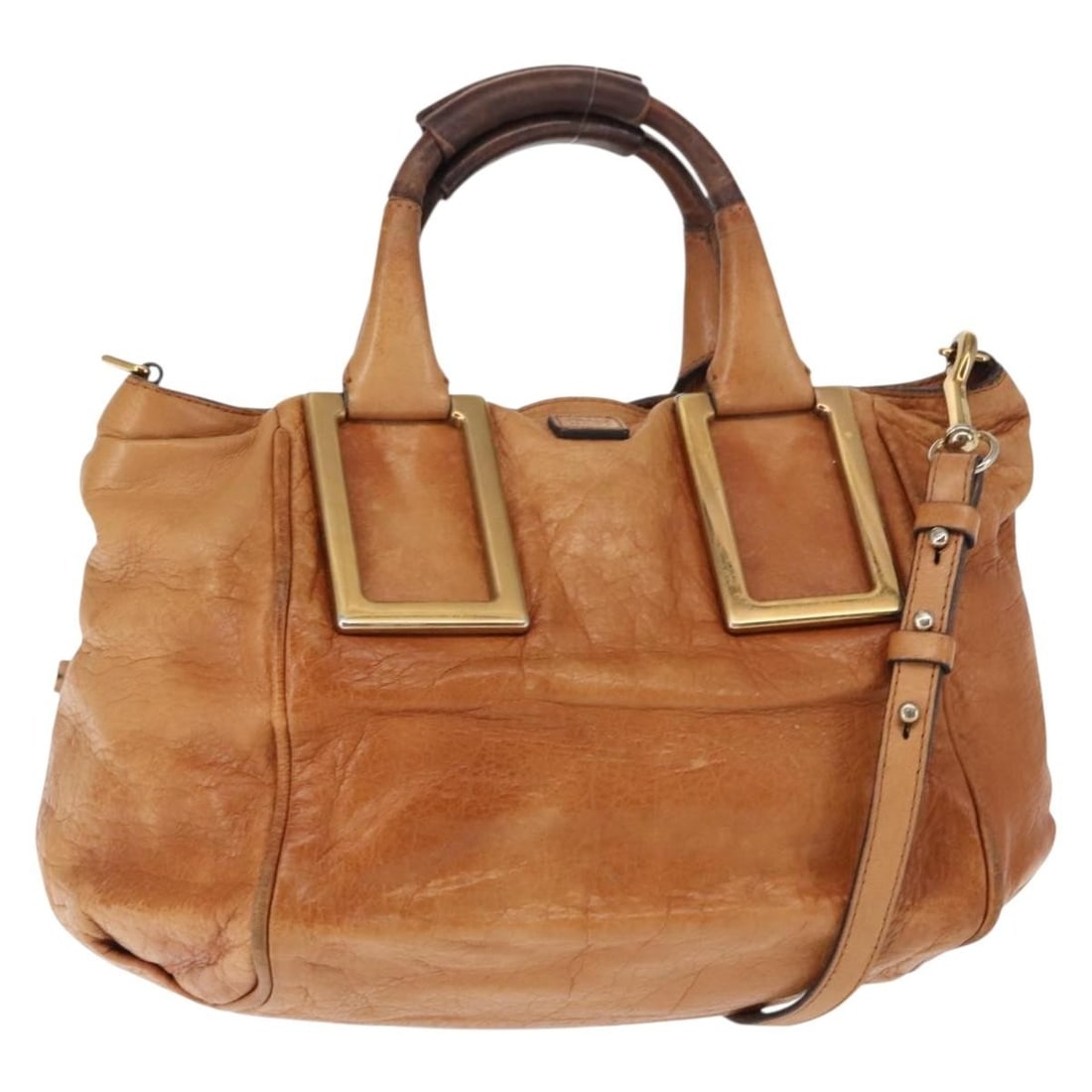 Chloe Etel Leather Hand Bag Beige Gold 2-Way Auth fm4883 (1 of 18)