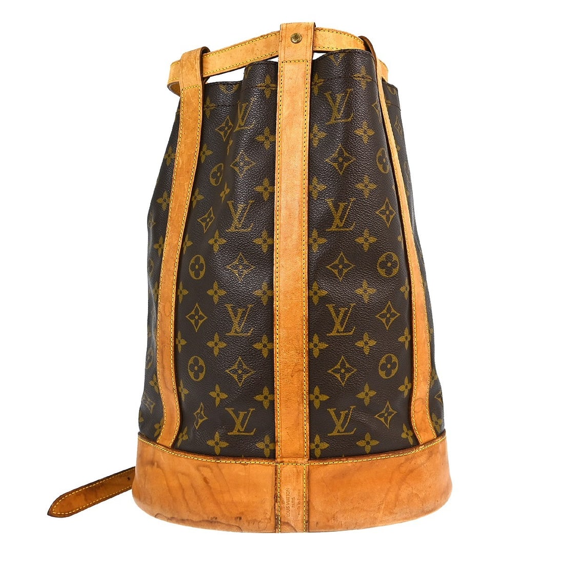 Louis Vuitton Randonnee PM Monogram Canvas Shoulder Bag: Louis Vuitton Randonnee PM Monogram Canvas Shoulder Bag This is a vintage Louis Vuitton Randonnee PM bucket shoulder bag crafted from the brand's signature monogram canvas with brown leather accents. 