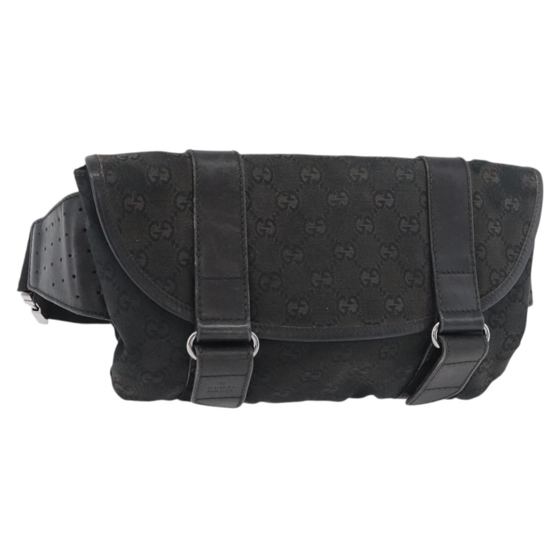 Gucci GG Canvas Black Silver Waist Bag 145851 (1 of 18)