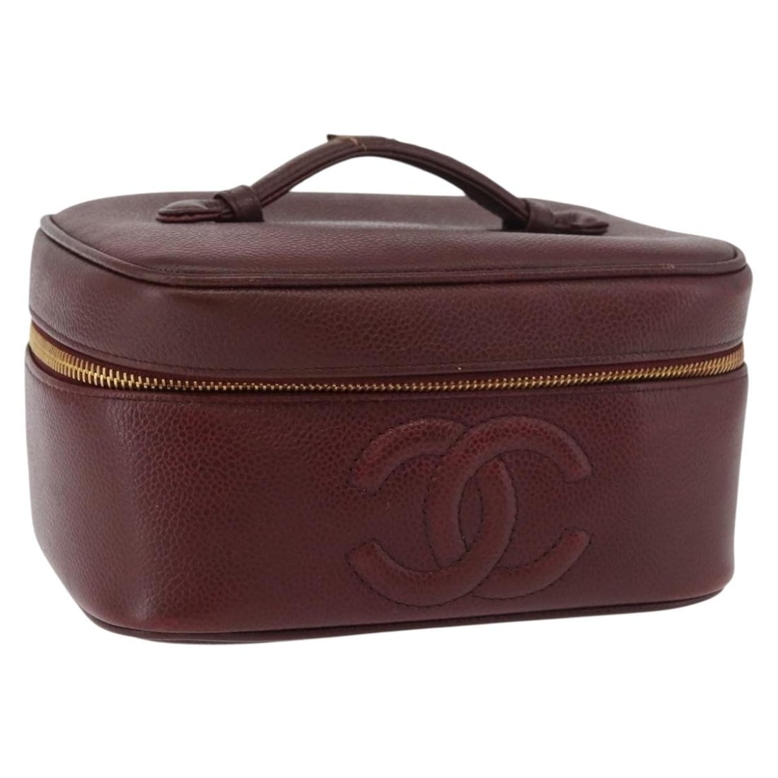 CHANEL Bordeaux Caviar Skin Vanity Pouch with Card (1 of 18)