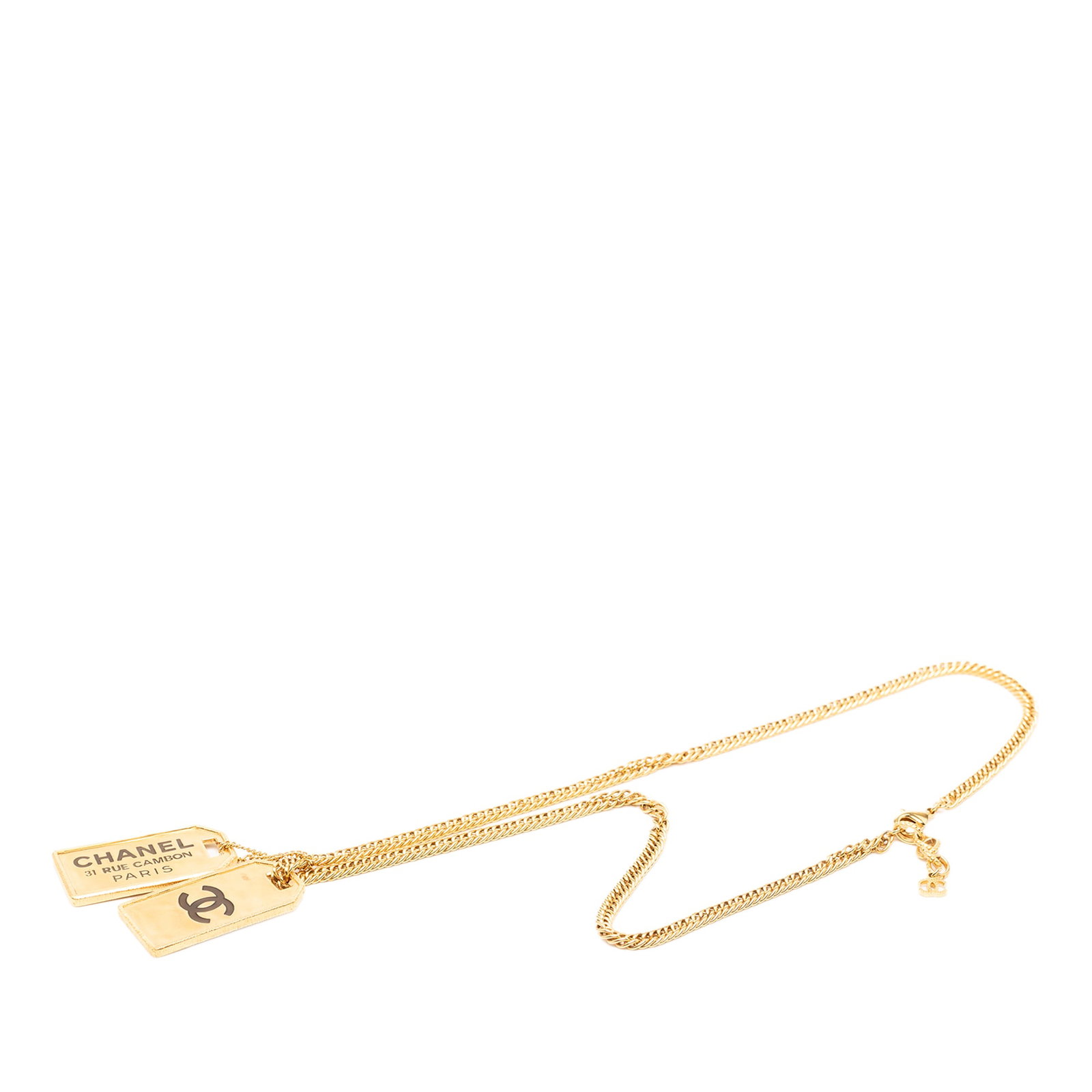 Chanel CC gold plated dog tag pendant necklace 31 Rue Cambon (1 of 7)
