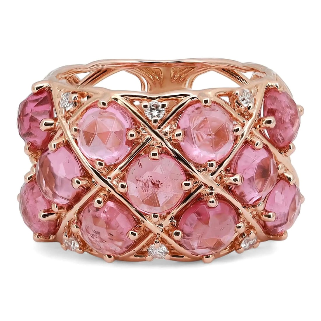 Giovanni Ferraris 18K Rose Gold Pink Tourmaline Diamond Statement Ring (1 of 7)
