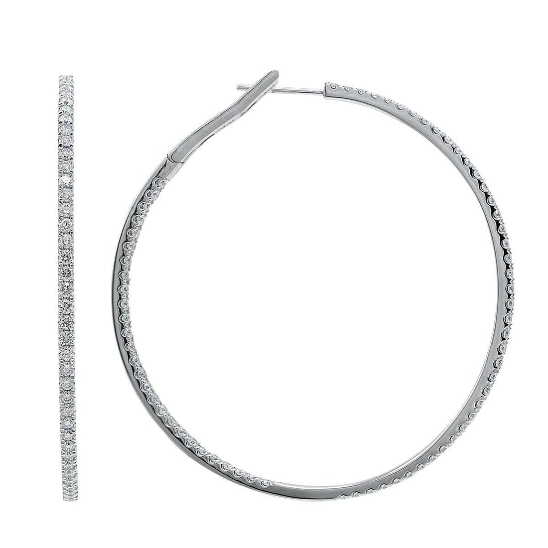 Harbor Diamonds 14K White Gold Diamond Hoop Earrings 2.30ct Contemporary: Harbor Diamonds 14K White Gold Diamond Hoop Earrings 2.30ct Contemporary Elevate your style with these exquisite Diamond Hoop Earrings crafted from 14 Karat White Gold. Featuring a stunning array of
