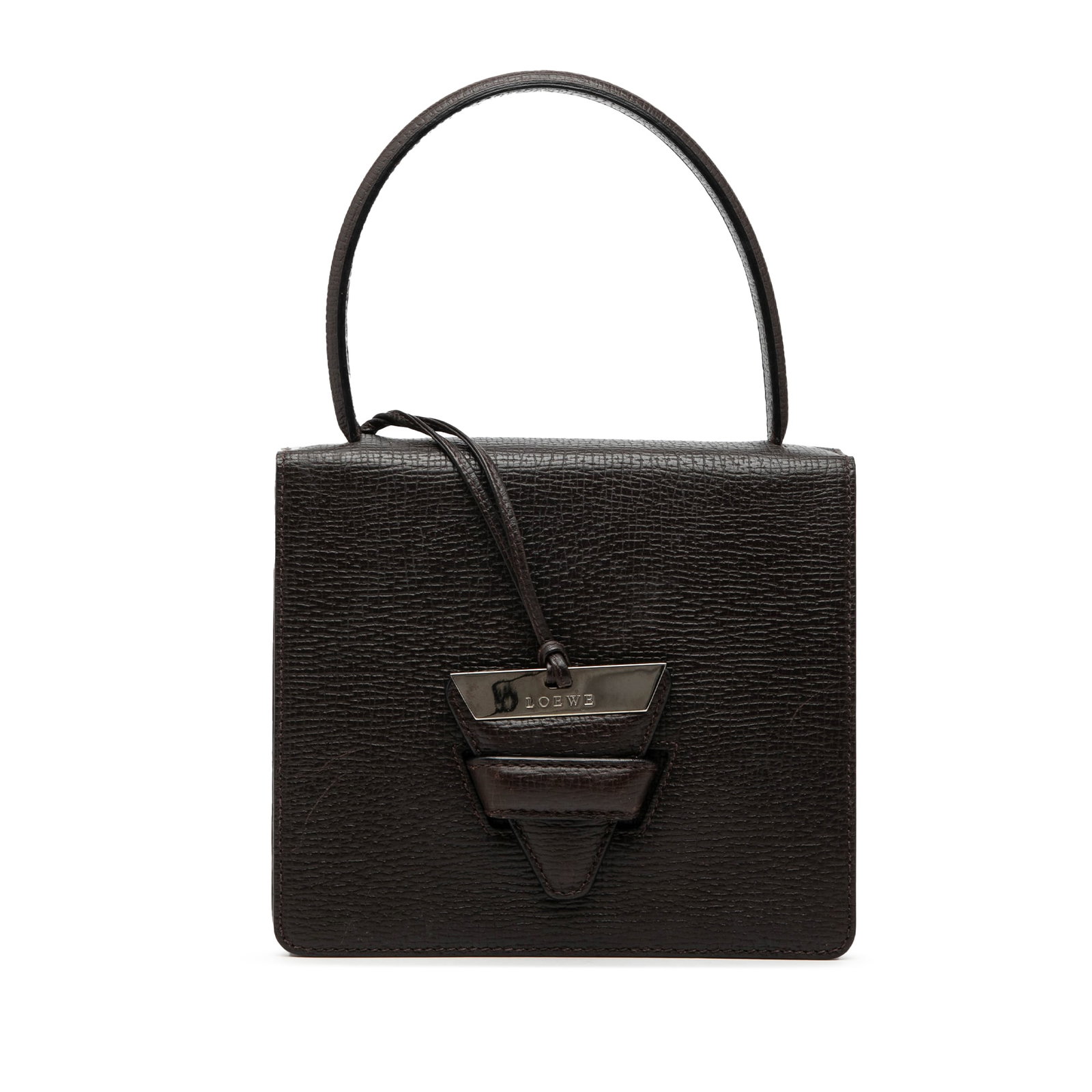 Barcelona Satchel by Loewe in Textured Brown Leather with Top Handle (1 of 7)