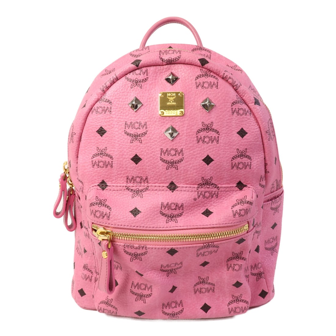 MCM Stark pink coated canvas rucksack backpack GHW (1 of 16)