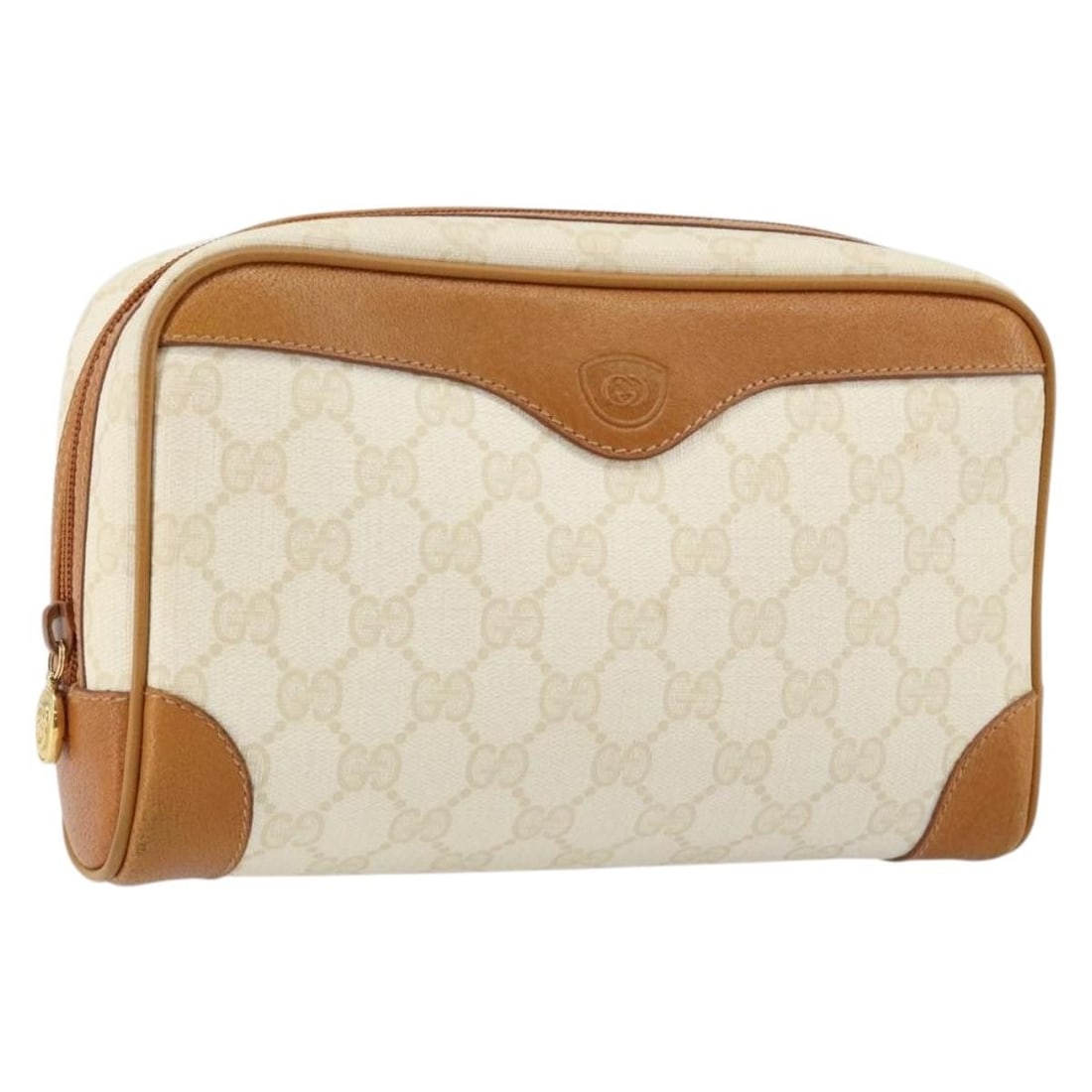 GUCCI GG Canvas Clutch Bag White Gold Authentic Italy 145972 (1 of 18)