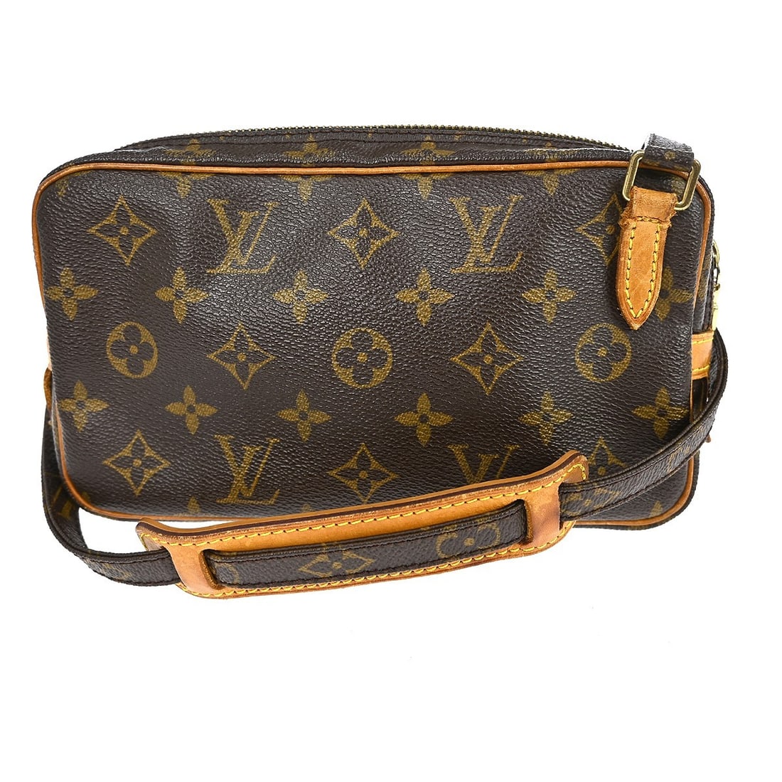 Louis Vuitton Monogram Marly Bandouliere Mini Crossbody Bag: Louis Vuitton Monogram Marly Bandouliere Mini Crossbody Bag This Louis Vuitton Marly Bandouliere shoulder bag features the iconic monogram pattern on brown leather with a canvas lining. Designed in a 