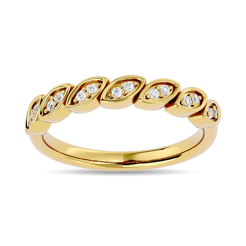 Diamond 1/10 Ct.tw Stackable Ring in 14K Yellow Gold: Diamond 1/10 Ct.tw Stackable Ring in 14K Yellow Gold 14k Yellow Gold Stone Color: Gh Stone Clarity: Si2 Each ring is presented in standard size 6.5. Complimentary resizing is available between sizes