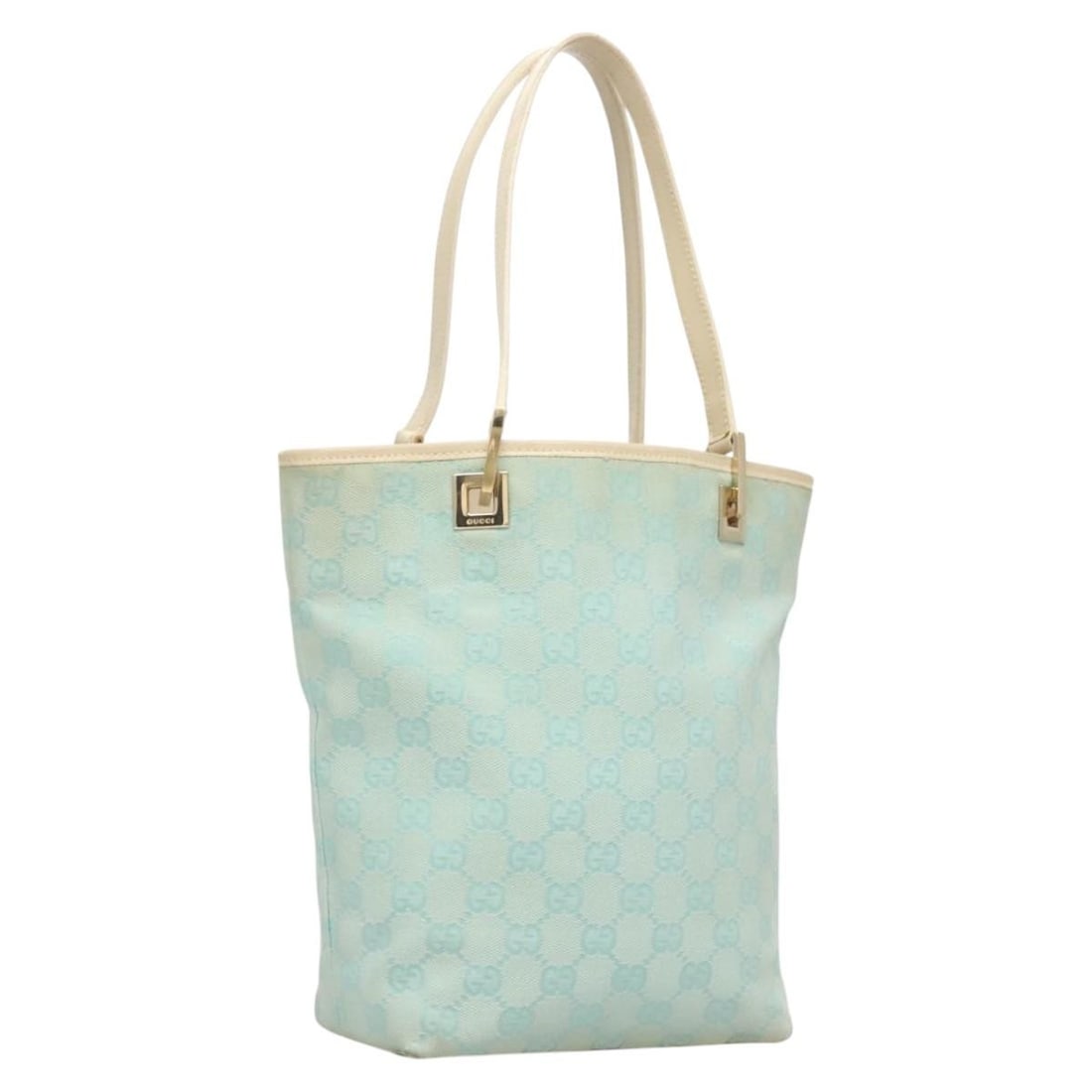 Gucci GG Canvas Blue Silver Tote Bag Italy 002 1099: Gucci GG Canvas Blue Silver Tote Bag Italy 002 1099 This GUCCI GG Canvas Tote Bag features a blue and silver exterior crafted from signature GG canvas. Designed for women, it offers a spacious interio