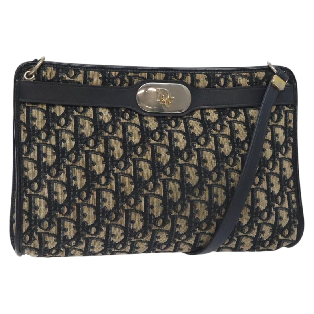 Authentic Christian Dior Navy Gold Trotter Canvas Shoulder Bag: Authentic Christian Dior Navy Gold Trotter Canvas Shoulder Bag Elevate your accessory collection with this elegant Christian Dior Trotter Canvas Shoulder Bag in a sophisticated Navy and Gold color pal