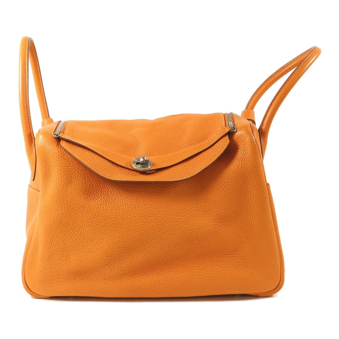 Hermes Lindy 34 Clemence Leather Two Way Orange Shoulder Bag with Palladium Hardware (1 of 17)