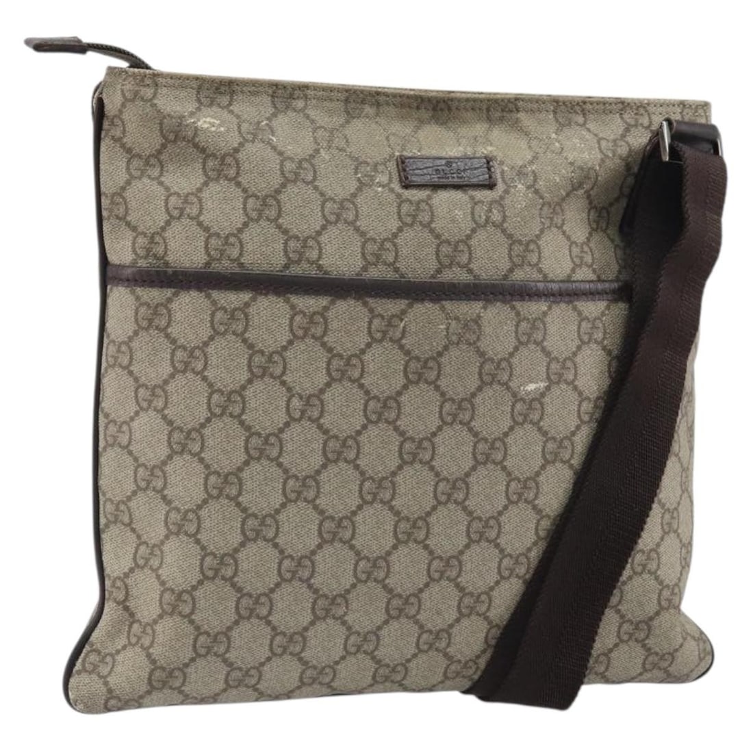 Beige Silver GUCCI GG Supreme PVC Canvas Shoulder Bag 141626: Beige Silver GUCCI GG Supreme PVC Canvas Shoulder Bag 141626 This GUCCI GG Supreme shoulder bag features a beige and silver color scheme with PVC leather and GG canvas materials. Designed for women, t