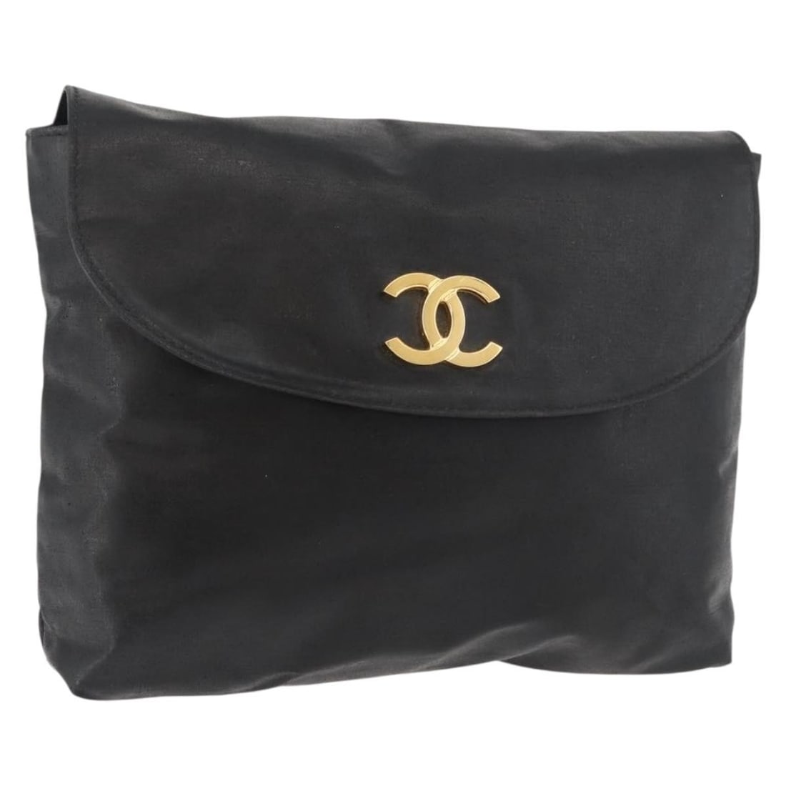 CHANEL Black Gold Coated Canvas Pouch Italy (1 of 17)