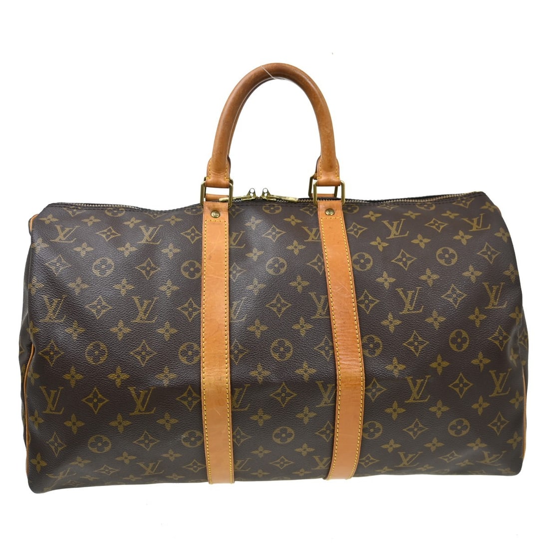 Louis Vuitton Keepall monogram canvas travel duffel 45cm: Louis Vuitton Keepall monogram canvas travel duffel 45cm This Louis Vuitton Keepall Bag features the iconic Monogram canvas in a classic brown color. Designed for unisex use, it offers ample space and
