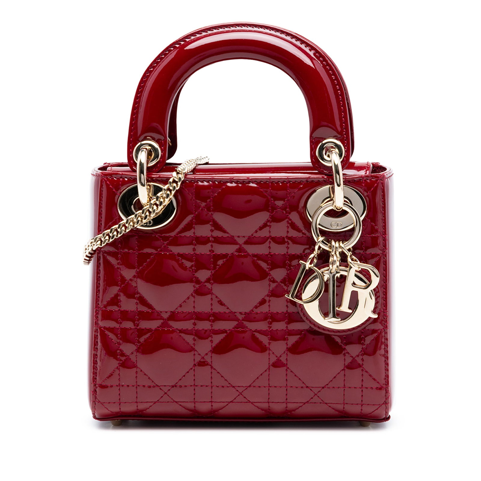 Dior Mini Patent Cannage Lady Dior Red Leather Bag (1 of 7)