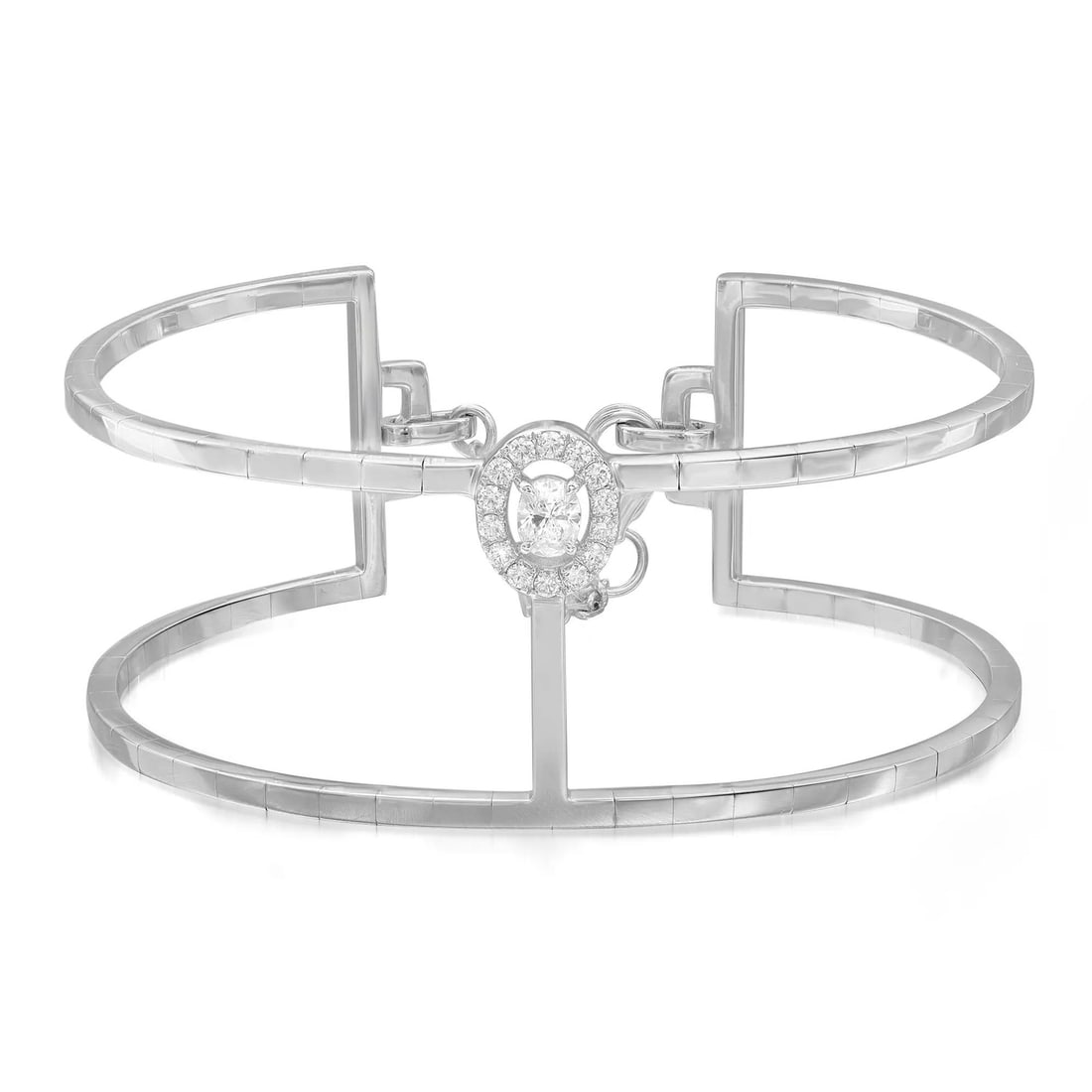 Messika Manch Glam'Azone 18K White Gold Diamond Bracelet 0.36Cttw Small: Messika Manch Glam'Azone 18K White Gold Diamond Bracelet 0.36Cttw Small Elevate your style with the exquisite Messika Manch Glam'Azone Diamond 2 Row Bracelet, a stunning piece crafted from lustrous 18