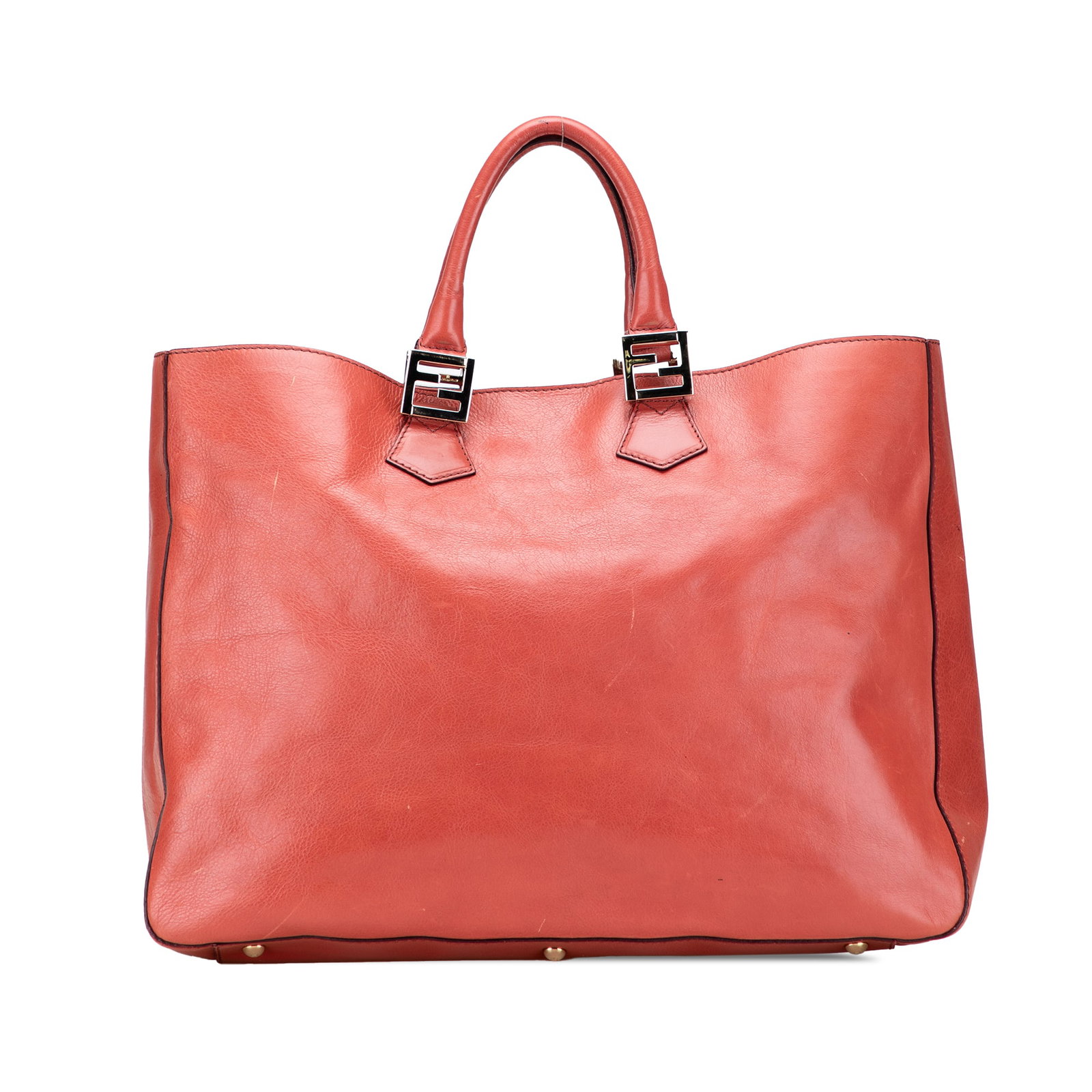 Fendi Large Leather Twins Tote Bag in Orange (1 of 10)