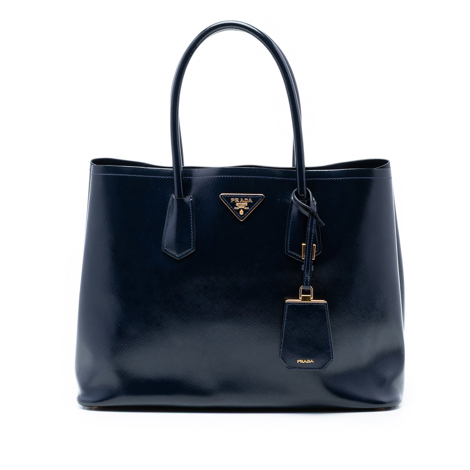Prada Saffiano Vernice Medium Blue Satchel (1 of 6)