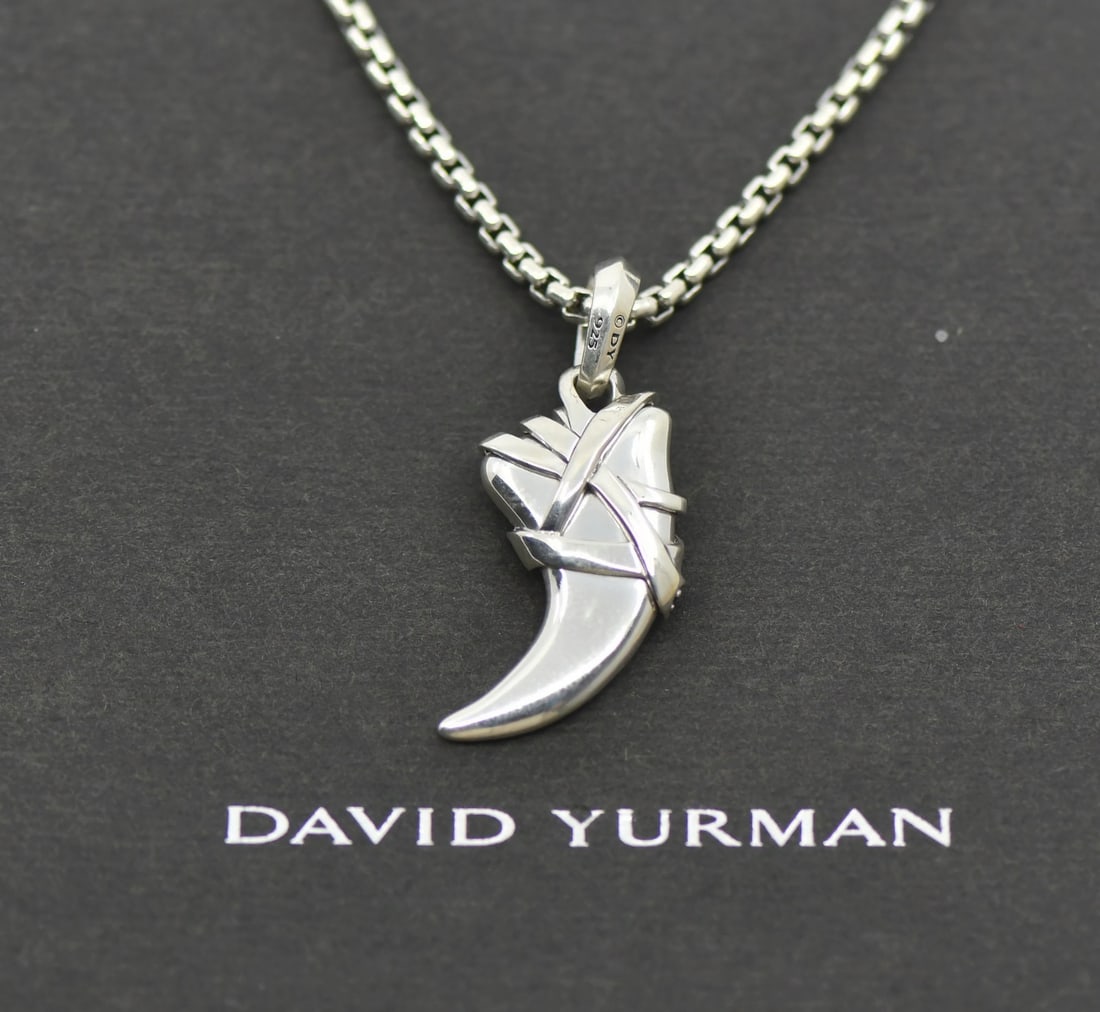 David Yurman Wrap Claw Sterling Silver Pendant Necklace with Diamond (1 of 5)