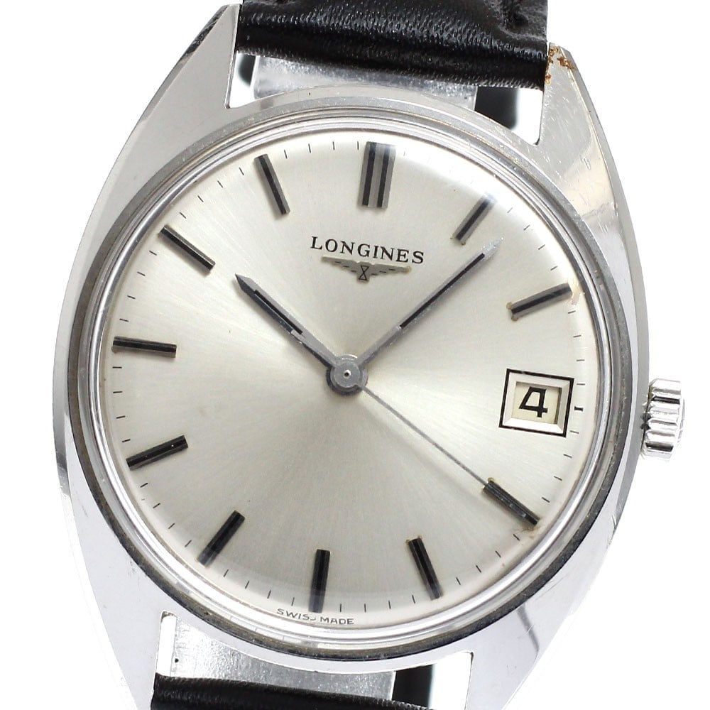 Longines Men's Manual Wind Date Wristwatch 35mm Silver Dial (1 of 7)