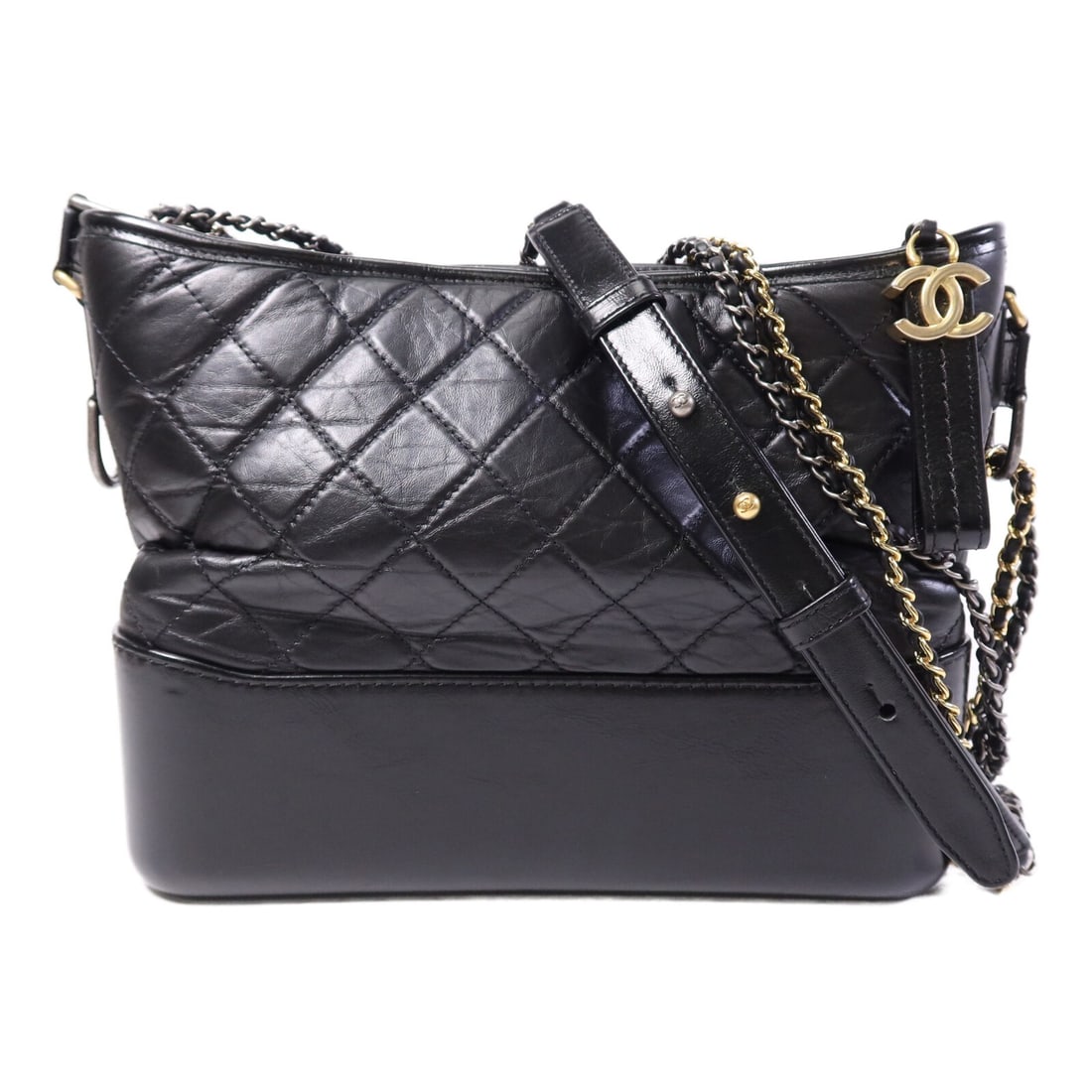 Chanel Gabrielle CC Black Calfskin Leather Chain Shoulder Bag A93824 (1 of 15)