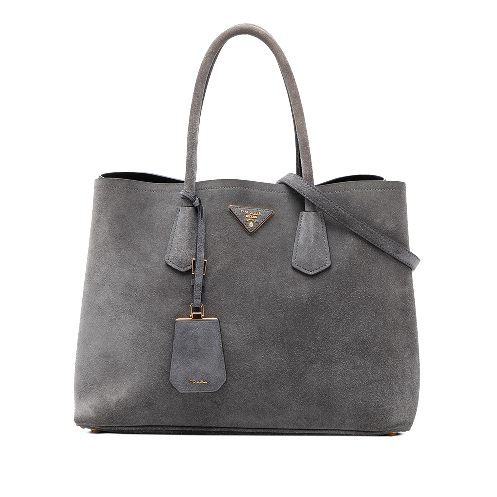 Prada gray suede satchel with shoulder strap (1 of 6)