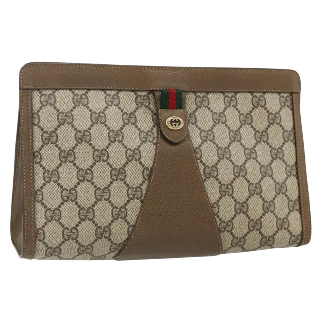 Gucci Sherry Line beige gold PVC clutch bag 89 01 033 (1 of 17)