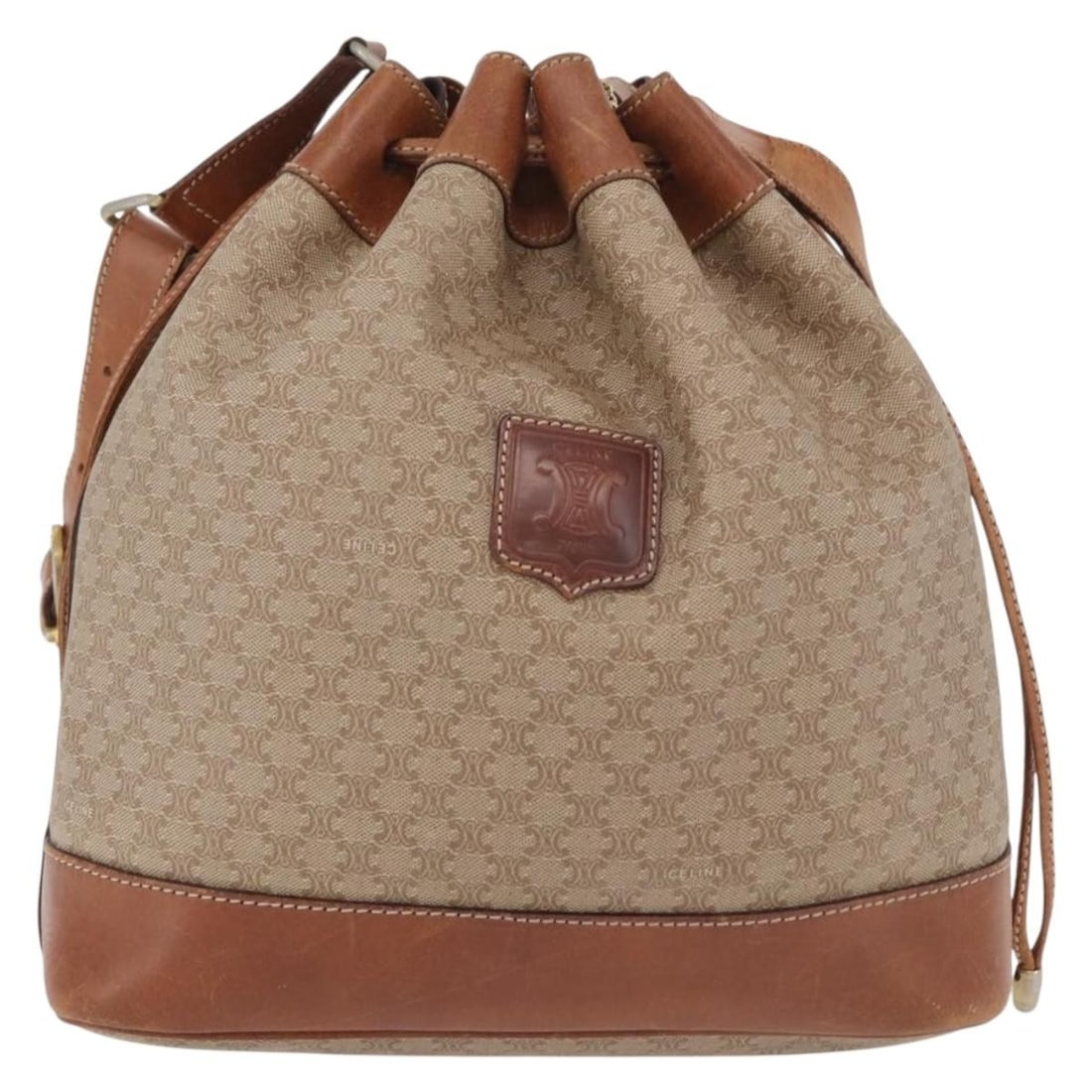 Celine Macadam beige canvas shoulder bag: Celine Macadam beige canvas shoulder bag This Celine Vintage Macadam Shoulder Bag features the iconic beige canvas with leather accents. Made in Italy, it offers a classic shoulder bag design tailored