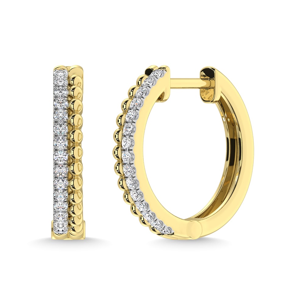 10K Yellow Gold Diamond 1/5 Ct.Tw. Hoop Earrings (1 of 4)