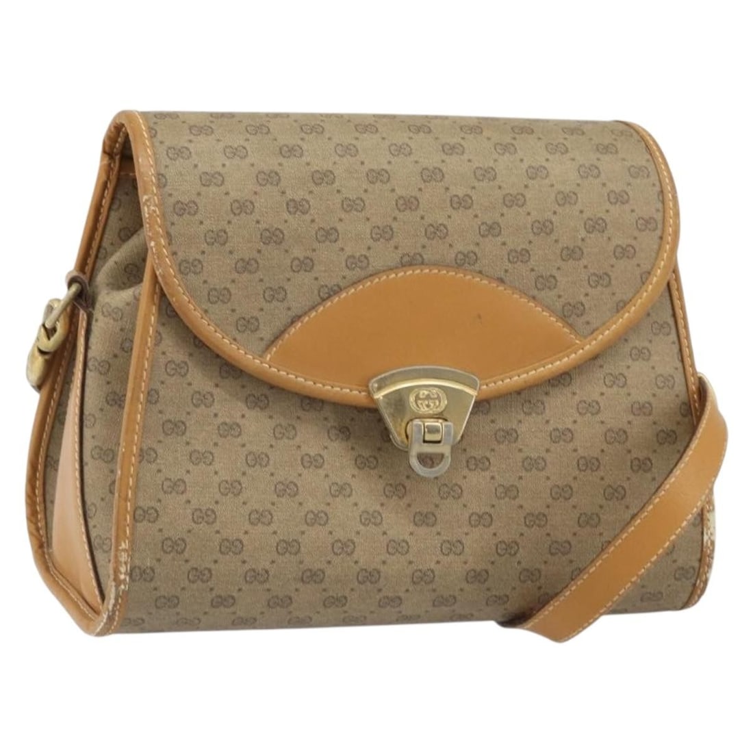 Gucci Micro GG Supreme Beige PVC Leather Shoulder Bag Gold Accents (1 of 18)