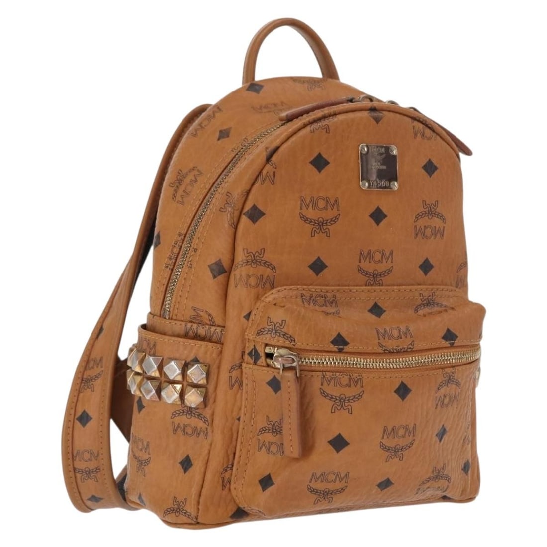 MCM Vicetos brown gold PVC leather backpack Korea: MCM Vicetos brown gold PVC leather backpack Korea This MCM Logogram Vicetos backpack features a brown and gold PVC leather exterior, offering a distinctive and stylish look. Designed for women, it is 