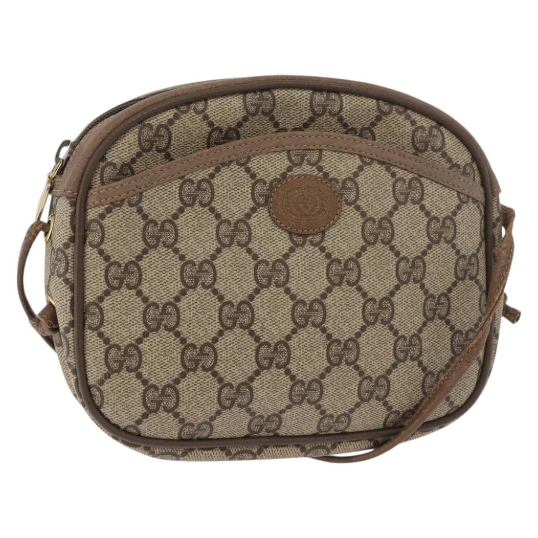 Gucci beige gold PVC leather shoulder bag 116 02 606: Gucci beige gold PVC leather shoulder bag 116 02 606 This Gucci GG Supreme shoulder bag features a beige and gold color scheme crafted from PVC leather and GG canvas. The compact design includes a sho