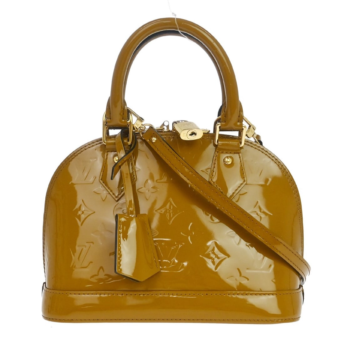 Louis Vuitton Alma BB Vernis Brown Top Handle Bag: Louis Vuitton Alma BB Vernis Brown Top Handle Bag This Louis Vuitton Alma BB Monogram Vernis 2Way handbag features a classic brown monogram pattern in patent leather, accented with gold-plated hardwar