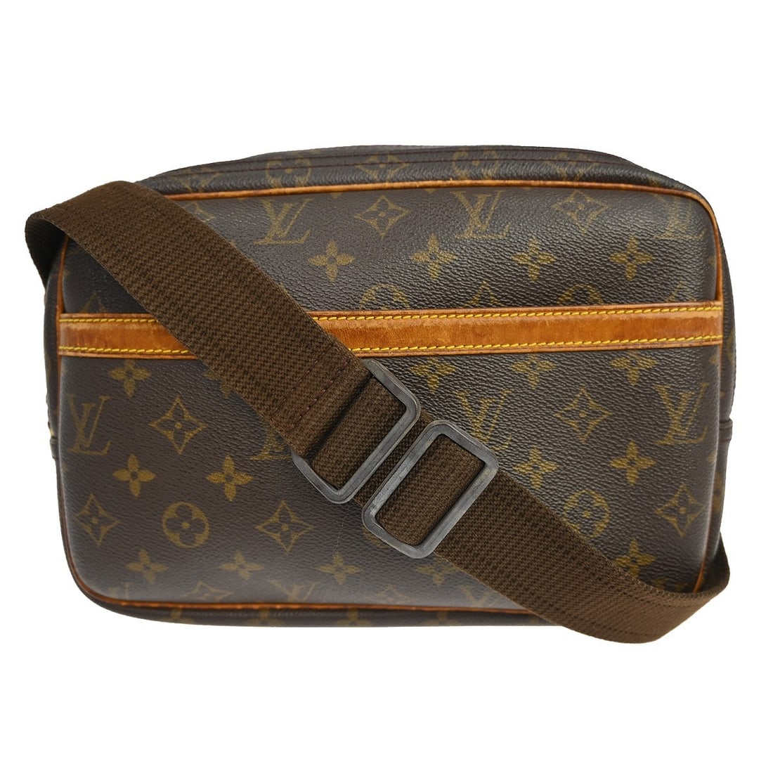 Louis Vuitton Reporter PM Monogram Canvas Crossbody Bag: Louis Vuitton Reporter PM Monogram Canvas Crossbody Bag This Louis Vuitton Reporter PM Messenger Shoulder Bag features the iconic monogram canvas leather exterior with a brown color and logo accents. 