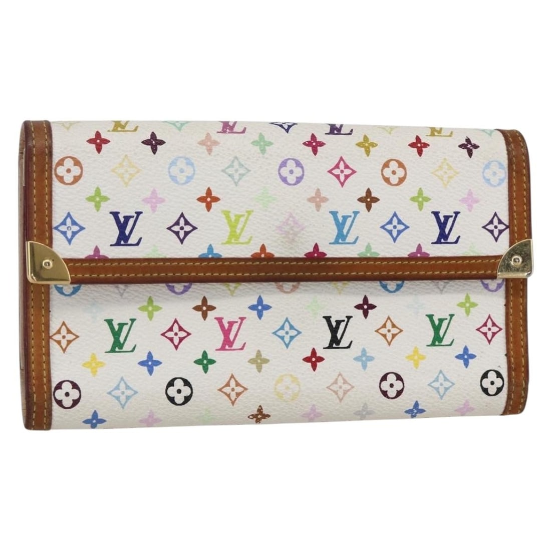 LOUIS VUITTON Multicolor Porte Tresor Wallet M92659 Auth France (1 of 18)