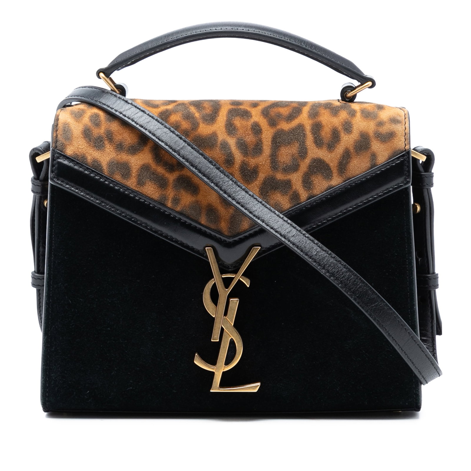 Mini Cassandra Top Handle Bag in Suede Leopard Print by Saint Laurent (1 of 7)