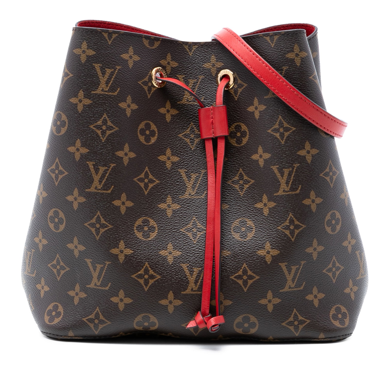 Louis Vuitton Neonoe MM monogram canvas bucket bag: Louis Vuitton Neonoe MM monogram canvas bucket bag This Louis Vuitton Monogram Neonoe MM features a monogram canvas exterior with a detachable flat leather strap. It has an open top with a drawstring 