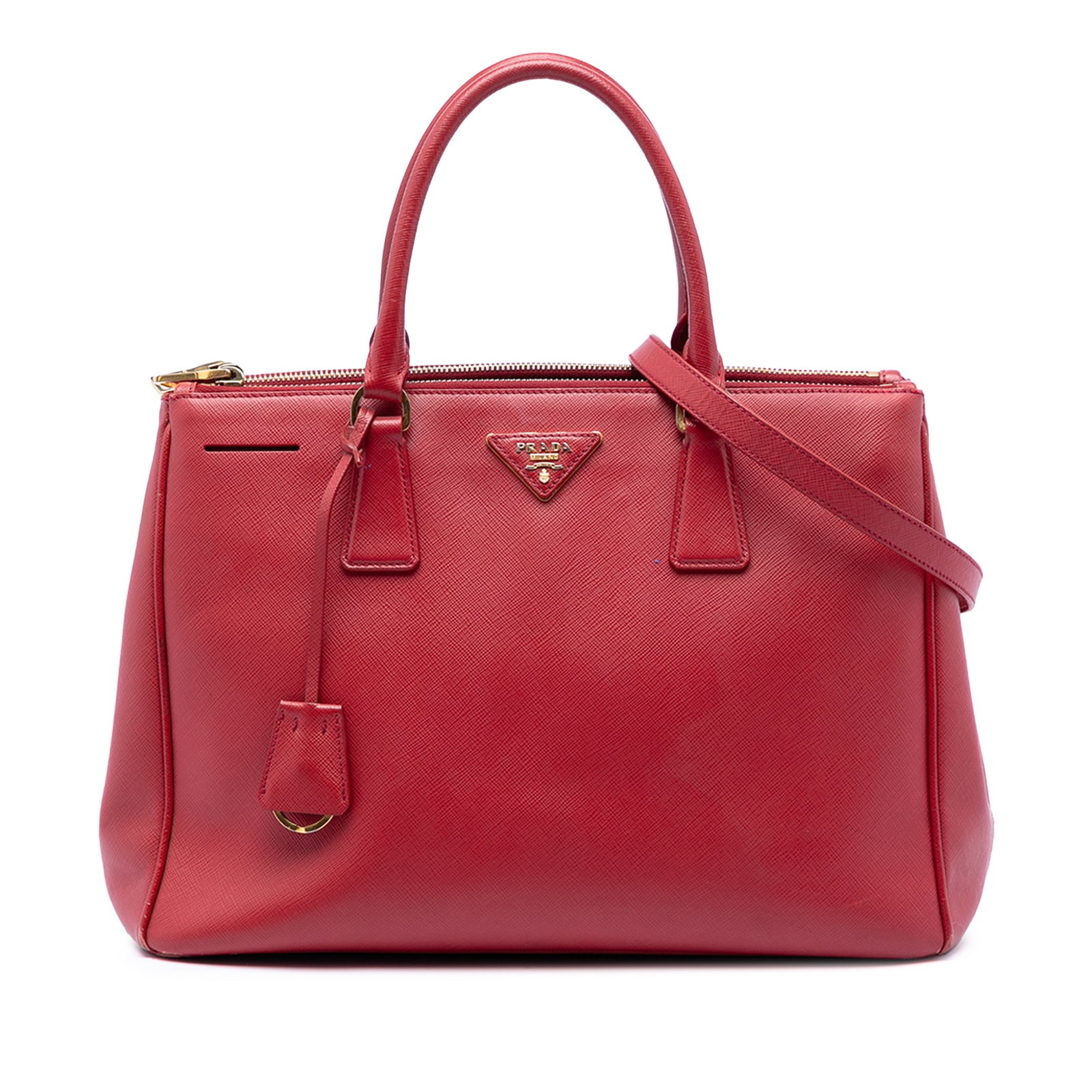 Prada Galleria red leather satchel with double zip compartments (1 of 6)