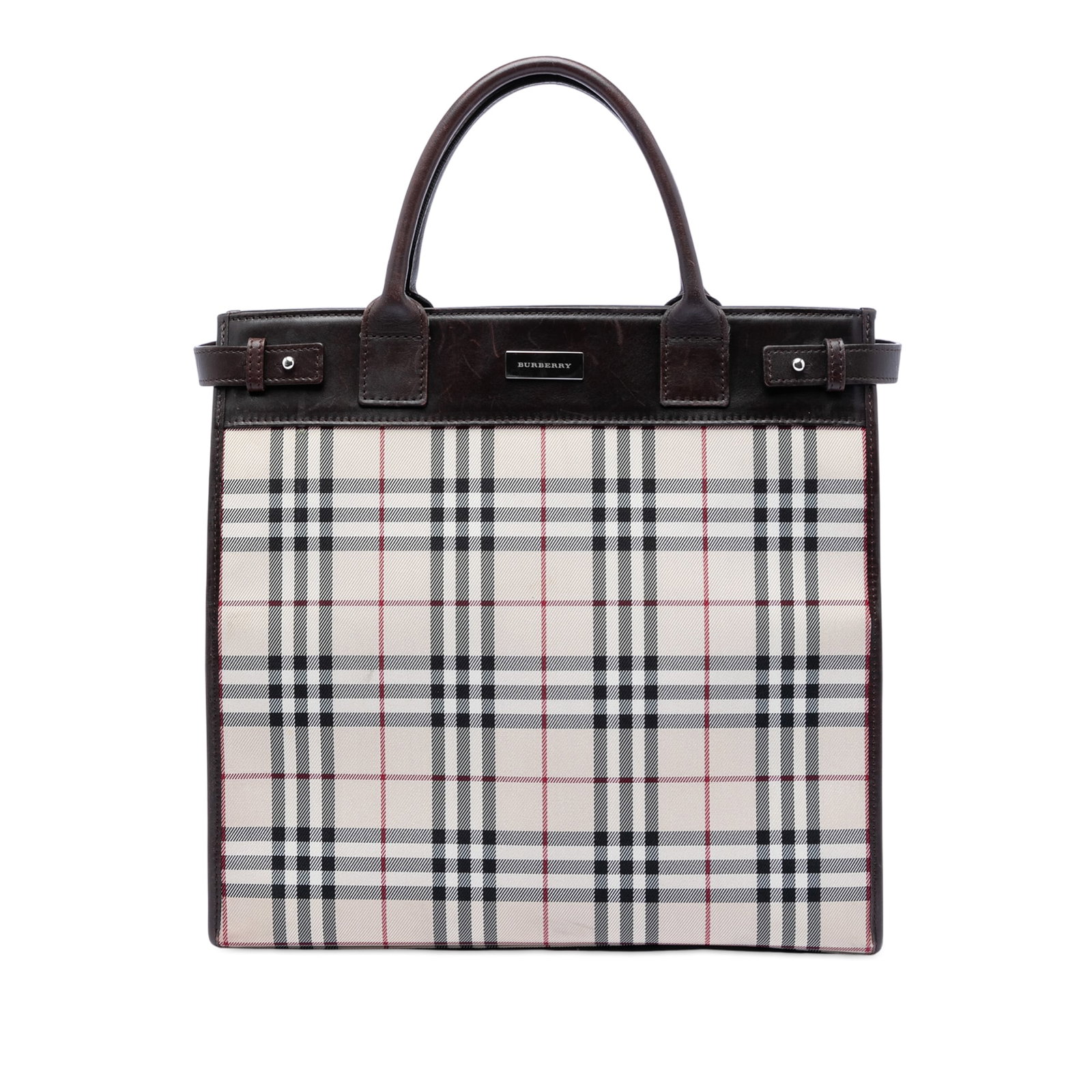 Burberry check canvas tote with leather trim (1 of 6)
