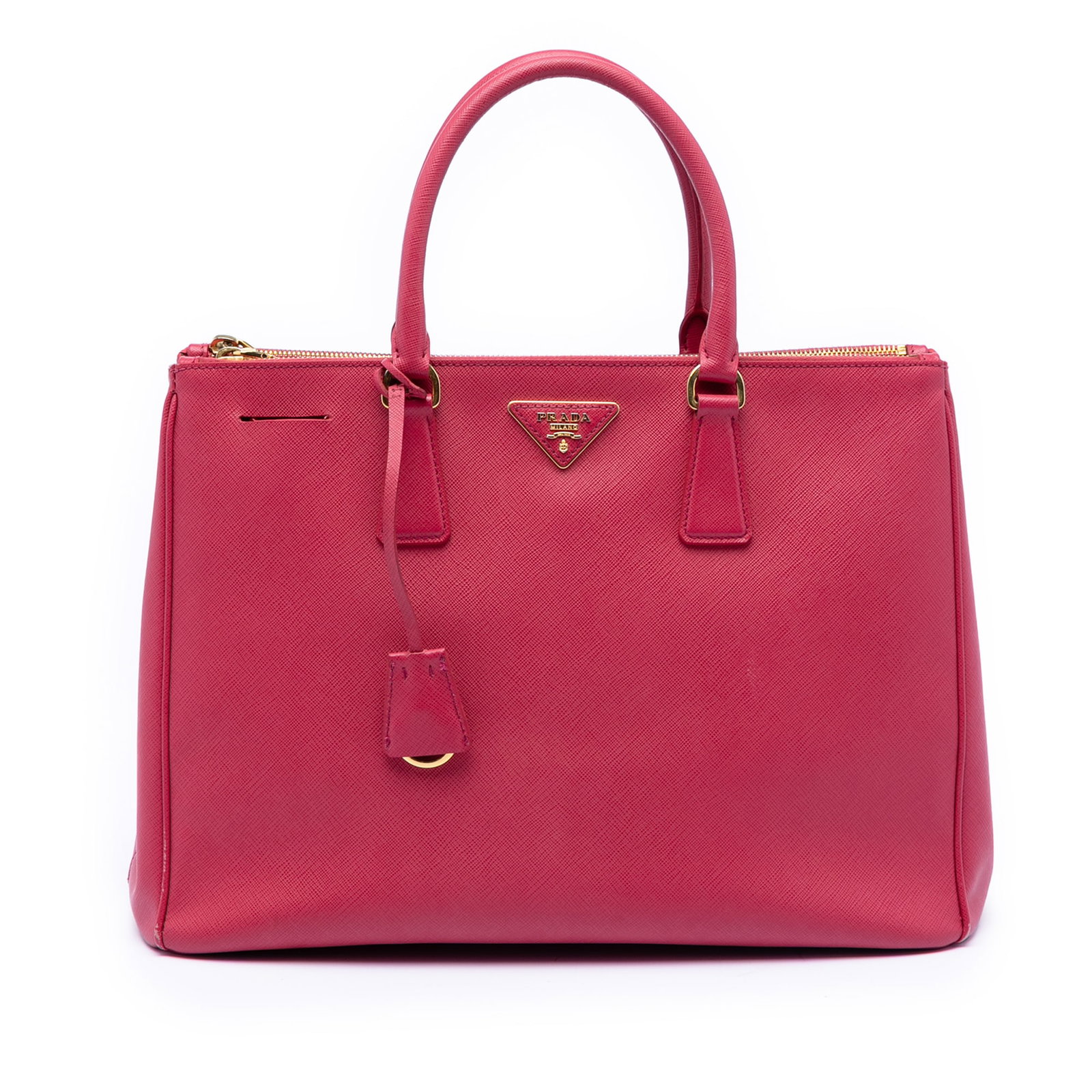 Prada pink leather Galleria satchel with dual zip compartments (1 of 6)