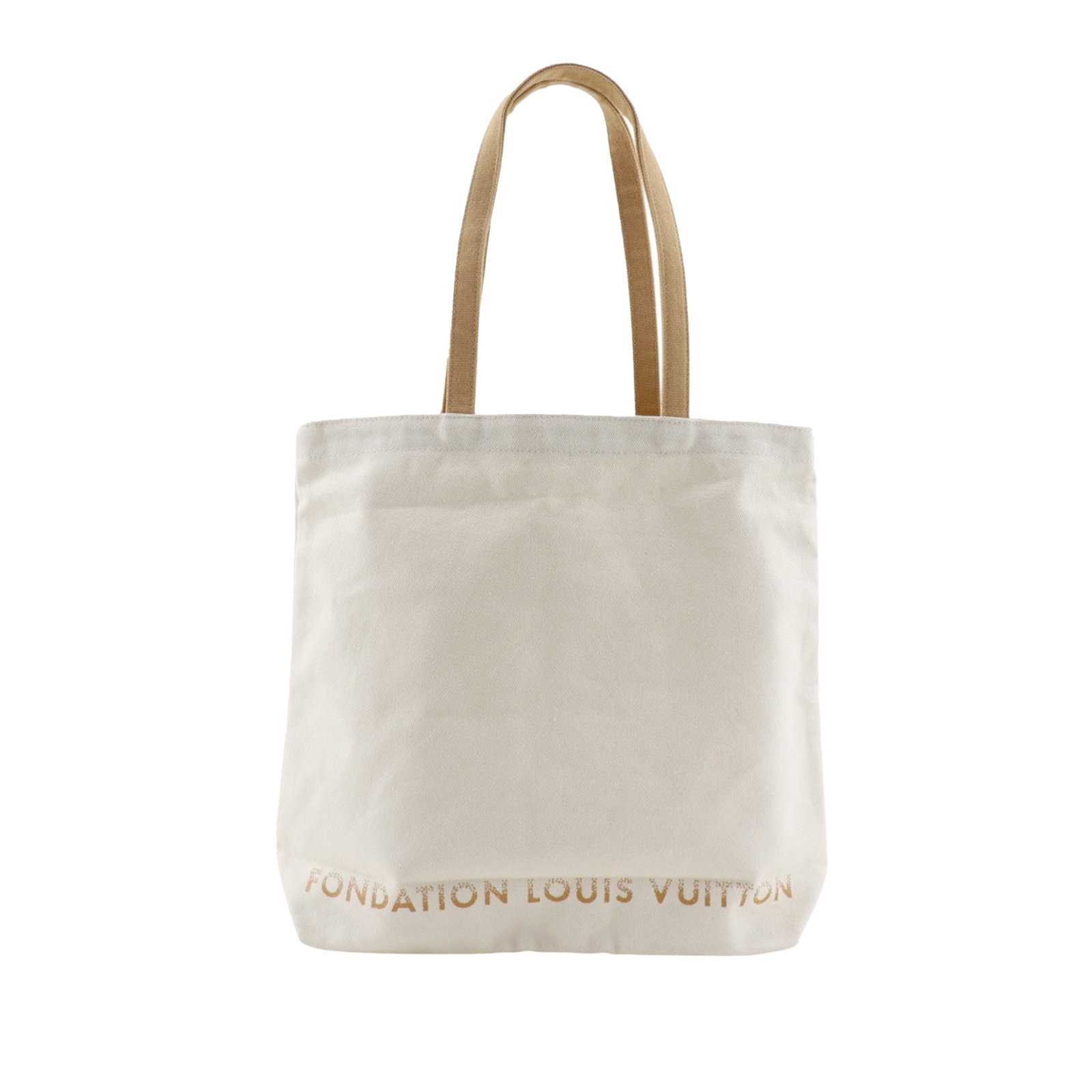 Louis Vuitton Fondation Tote White Canvas Bag: Louis Vuitton Fondation Tote White Canvas Bag This Louis Vuitton Canvas Fondation Tote features a white fabric body with flat canvas straps and an open top design. Made in France, this tote offers amp