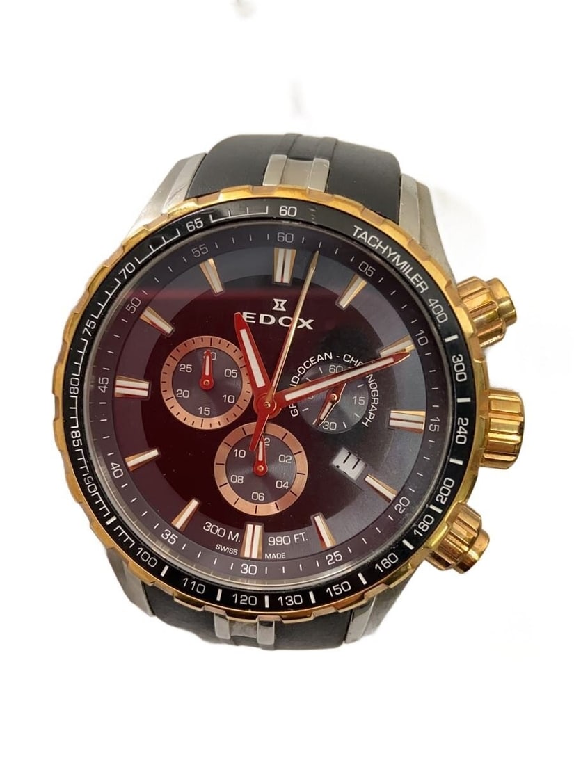 EDOX Grand Ocean black chronograph wristwatch (1 of 6)
