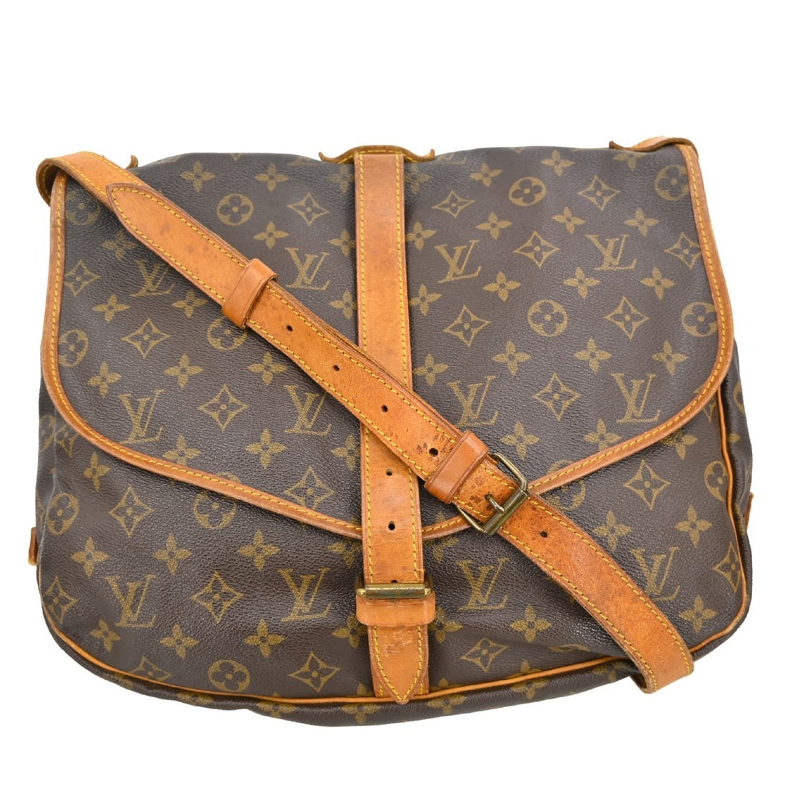 Louis Vuitton Saumur 35 Monogram Crossbody Shoulder Bag M42254: Louis Vuitton Saumur 35 Monogram Crossbody Shoulder Bag M42254 This Louis Vuitton Saumur 35 is a vintage shoulder bag crafted from the iconic monogram canvas leather with brown leather accents. The ba