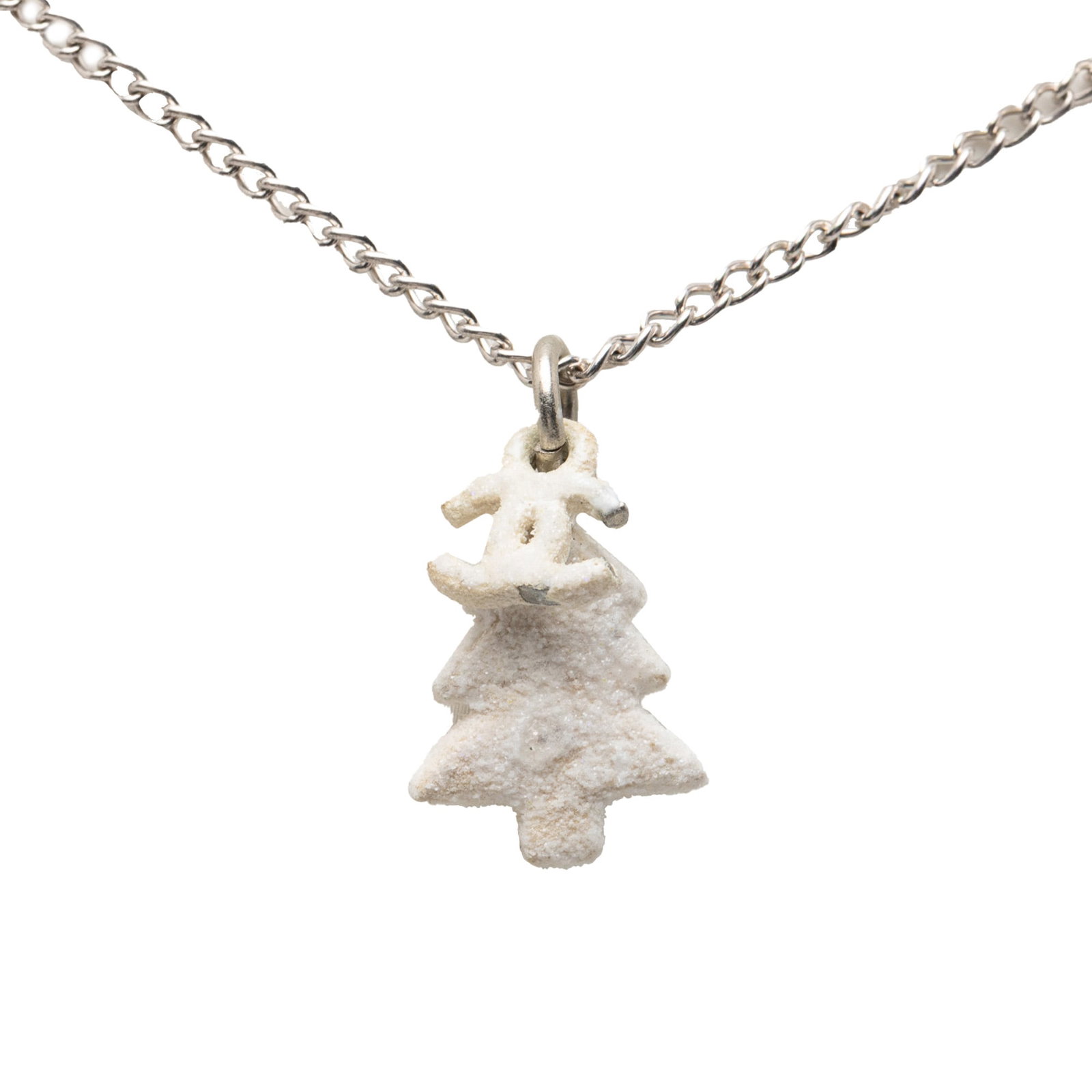 Chanel Christmas Tree CC Pendant Necklace Silver Plated Metal (1 of 5)