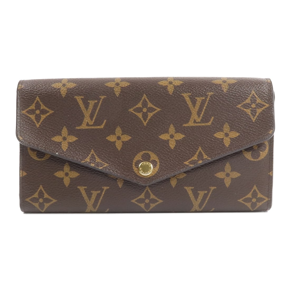 Louis Vuitton Sarah Monogram Brown Long Wallet GHW M60531: Louis Vuitton Sarah Monogram Brown Long Wallet GHW M60531 This Louis Vuitton Portefeuille Sarah long wallet features the classic Monogram design in brown PVC coated canvas. Designed as a bifold purse,