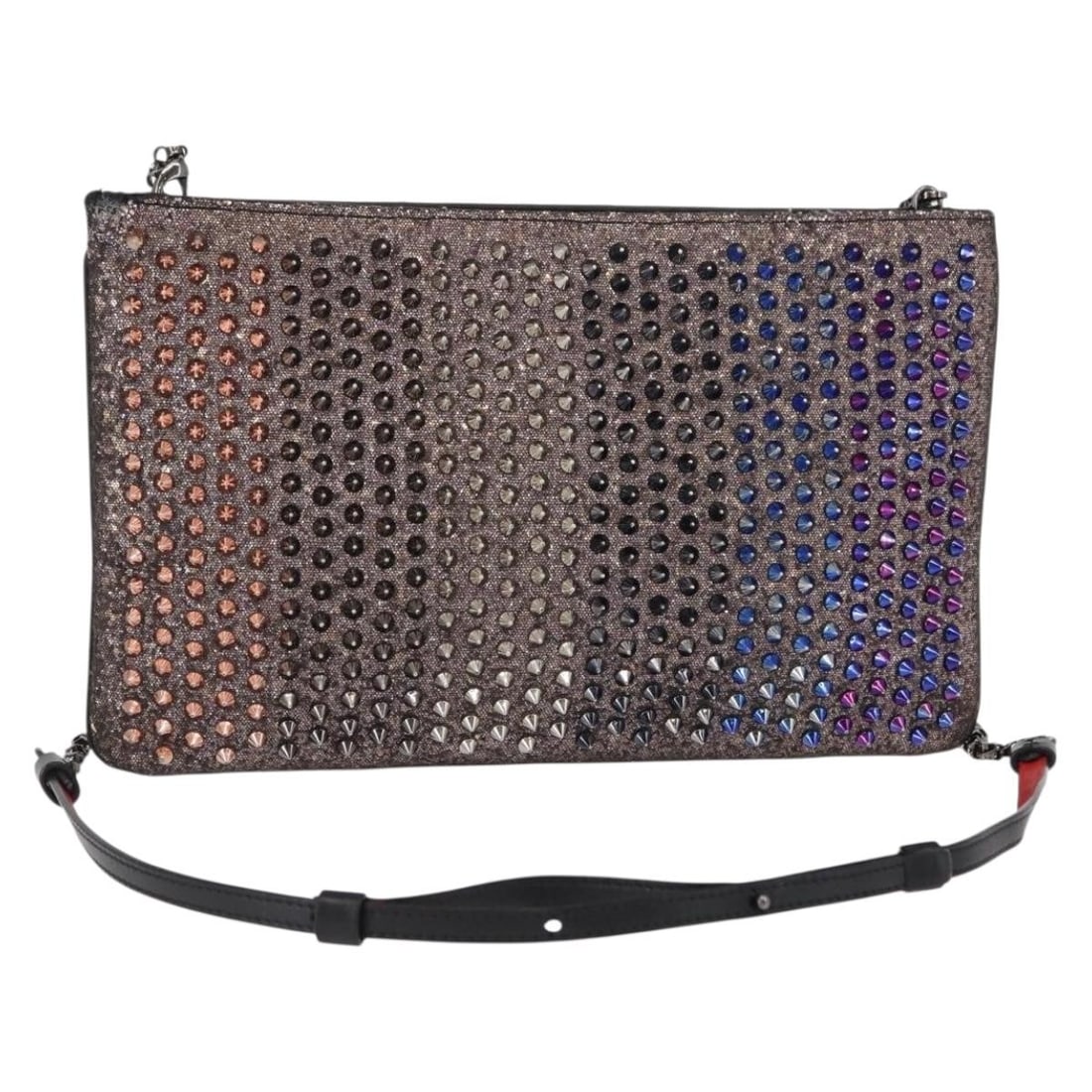 Christian Louboutin Pink Canvas Studs Chain Shoulder Bag Italy (1 of 18)