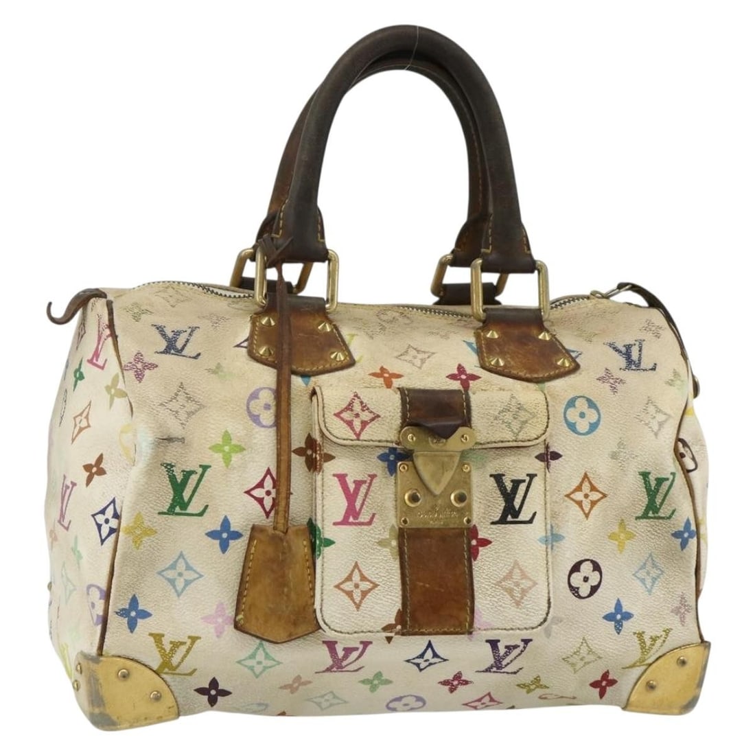Louis Vuitton Monogram Multicolor Speedy 30 White Canvas Handbag M92643 (1 of 18)