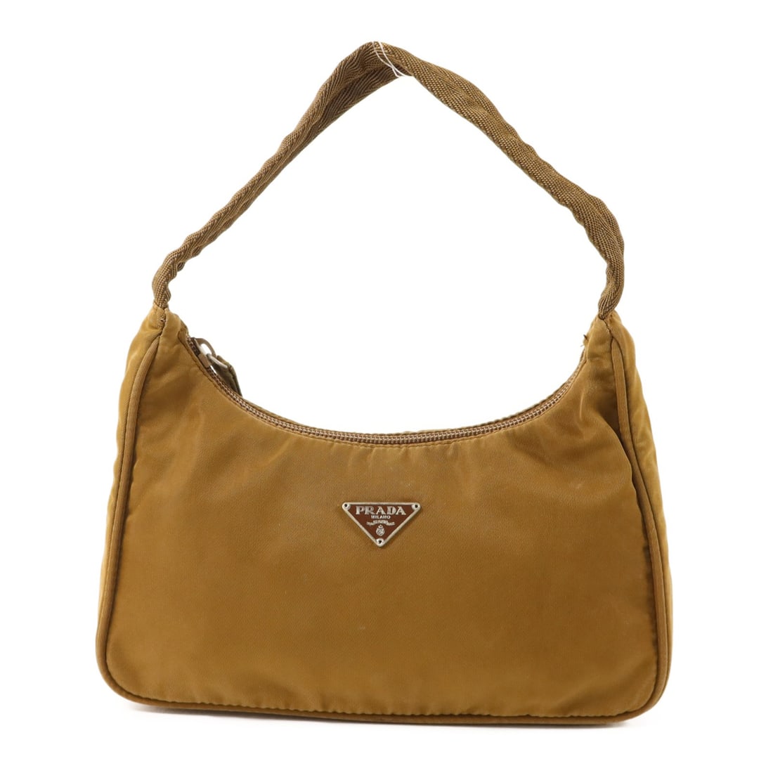 Prada Brown Nylon Mini Tote Bag: Prada Brown Nylon Mini Tote Bag This PRADA mini hobo tote bag is crafted from brown nylon and features a compact, stylish silhouette. Designed for women, it offers practical dimensions for daily essen