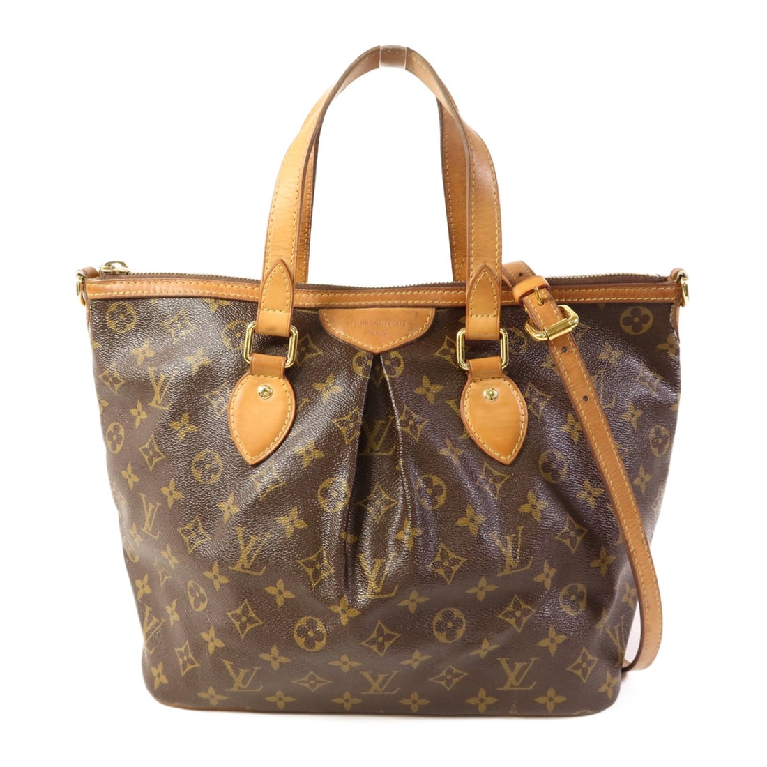 Louis Vuitton Palermo PM Monogram 2 Way Shoulder Bag M40145: Louis Vuitton Palermo PM Monogram 2 Way Shoulder Bag M40145 This is a Louis Vuitton Palermo PM 2-way shoulder bag in the Monogram design. Crafted from durable PVC coated canvas, it features gold-tone 