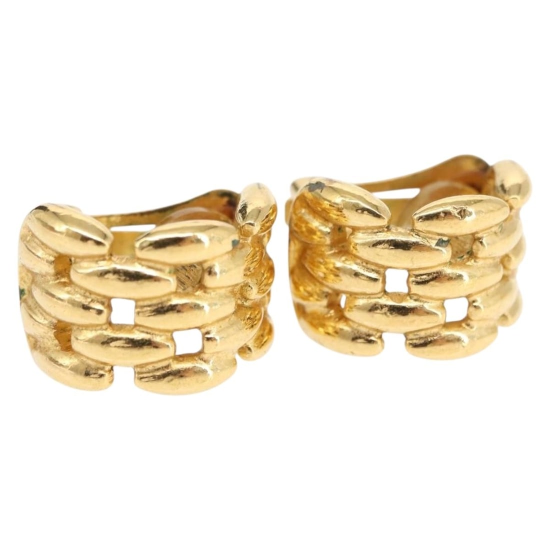 Christian Dior Gold Tone Metal Earrings Authentic (1 of 9)